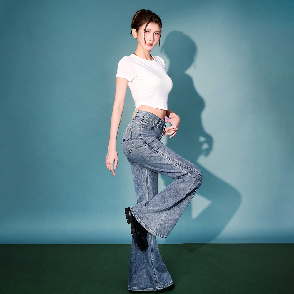 【MAJOR MADE】特殊剪裁修身牛仔喇叭褲