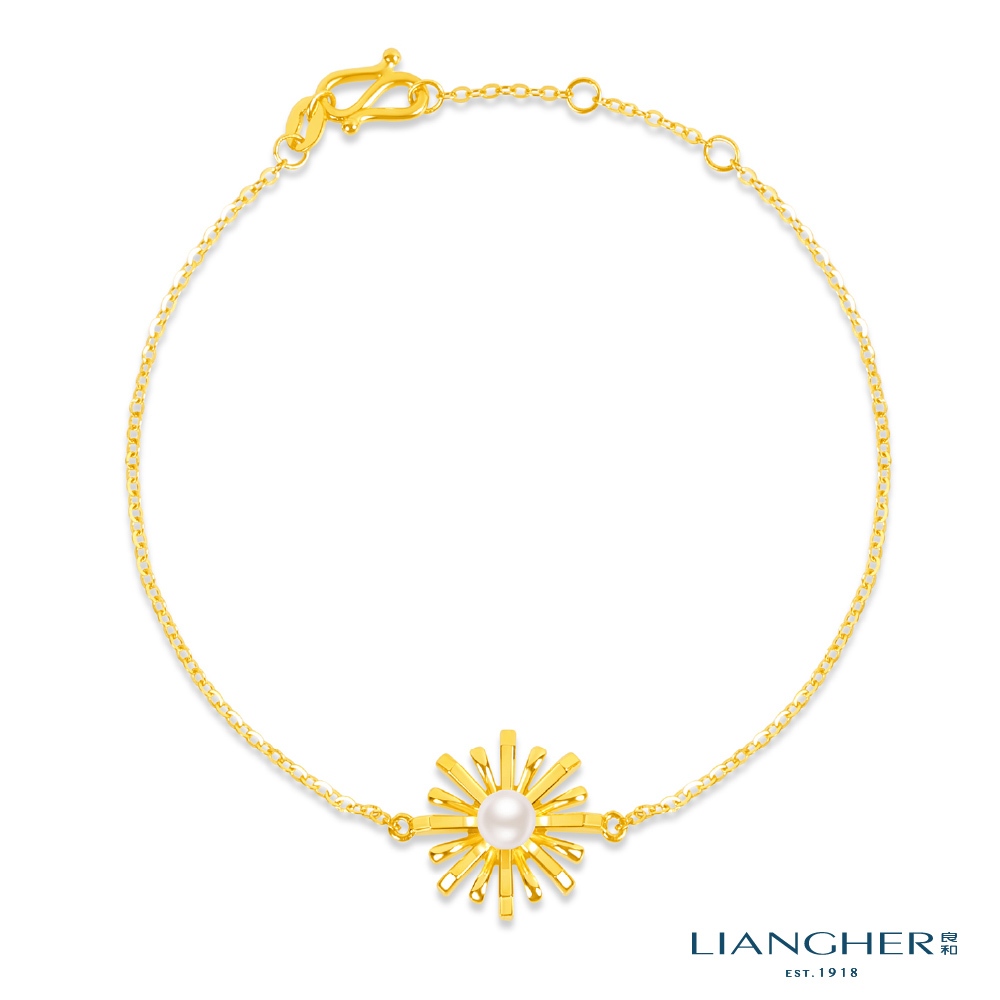 【良和珠寶】天然珍珠純金藝術手鍊 黃金手鍊 足金黃金 5G硬金(金重:1.04錢±0.01)