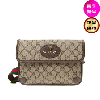 Gucci 493930 GG Supreme 虎頭帆布織帶多功能包 腰包/胸前包/斜背包