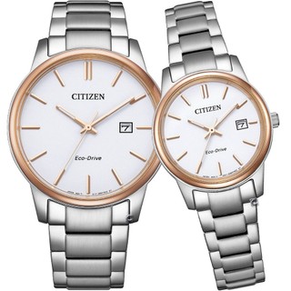 CITIZEN 星辰 PAIR 光動能 簡約大三針 情侶對錶 白 ( BM6979-91A / EW2319-97A )