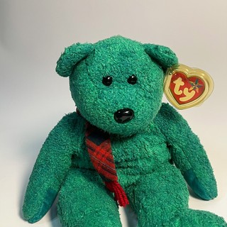 收藏品｜復古 TY 2000 Beanie Buddy Wallace 泰迪熊 娃娃 玩偶 布偶 蘇格蘭熊 草綠 有吊牌