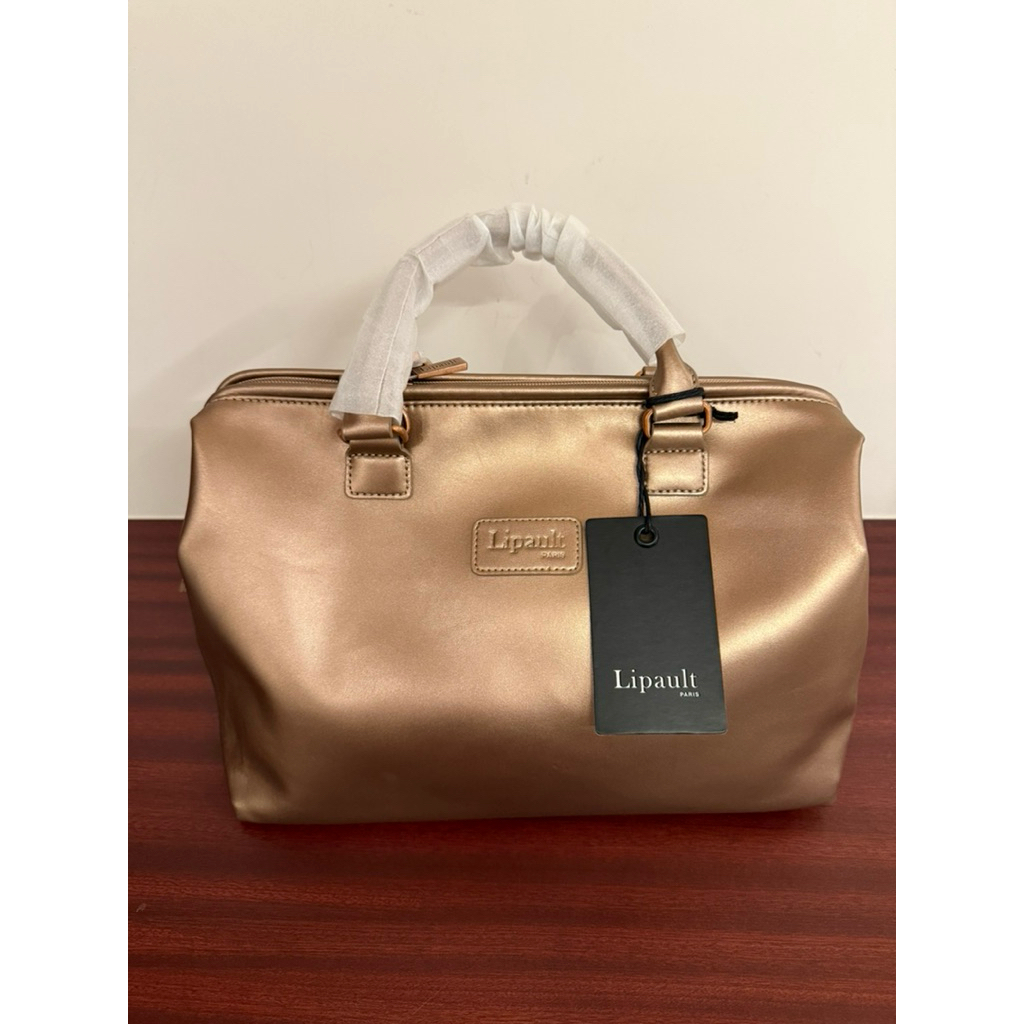 （全新）法國Lipault 玫瑰金Bowling bag手提包 M尺寸 #lipault#手提包#玫瑰金