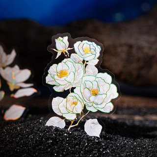 BONBONBONNIE🐰美好的一 天素色花開系列 燙金白色花朵主題PET貼紙包