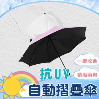 【抗UV自動摺疊傘】自動傘 防曬傘 自動摺疊傘 摺疊傘 抗UV傘 雨傘 黑膠傘 折疊傘 晴雨傘 陽傘