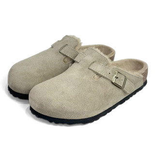 Birkenstock Boston Shearling麂皮半包毛毛穆勒鞋 女 淺褐 一般寬勃肯波士頓拖鞋1028289