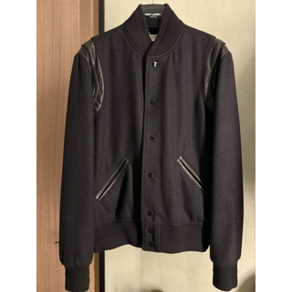 Saint Laurent 棒球外套/size 50/YSL/羊毛/皮革