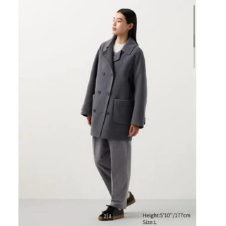 uniqlo雙面織紋短大衣 羊毛大衣