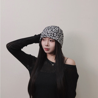 [IAD SHOP]現貨豹紋薄冷帽 瘦臉 堆堆頭 堆疊帽 包頭帽 Y2K Panther Skullcap 韓系HB05