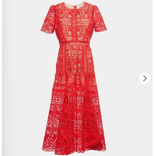 超特賣5900元[全新]Self-Portrait 窗花Red Guipure Lace Midi Dress UK12