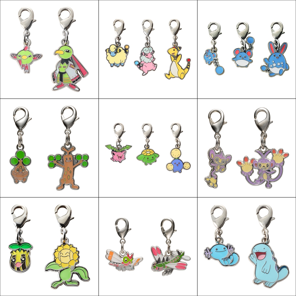 【米朧家】現貨 ❤️ 全國圖鑑 天然雀 電龍 瑪力露 毽子草 向日花怪 烏波 沼王 金屬吊飾 寶可夢中心限定