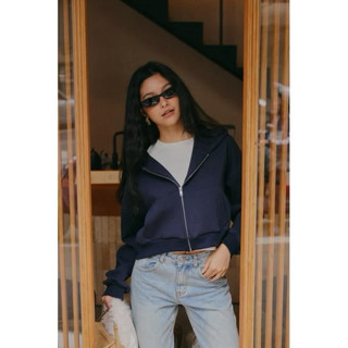 squarebear SQB Capsule Cropped Zip-Up Jacket 深藍