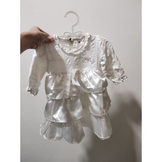 童裝•秋冬•長袖洋裝•白色•花童•白洋裝•70cm•Roberta Di Camerino•二手