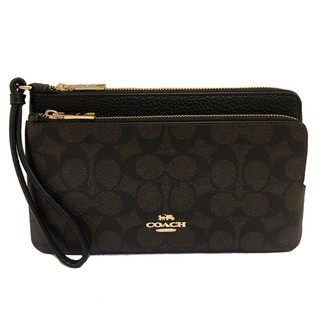 【COACH】C LOGO長夾式雙層大手拿包/零錢包(小C深咖)