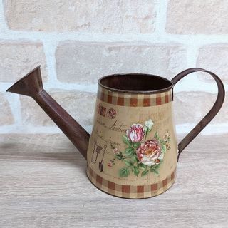 點點蘑菇屋 超低特價 古銅色彩繪鐵製灑水器造型盆栽架擺飾 澆花器花架 ZAKKA 置物架 花盆飾品 花園盆栽 鄉村風雜貨