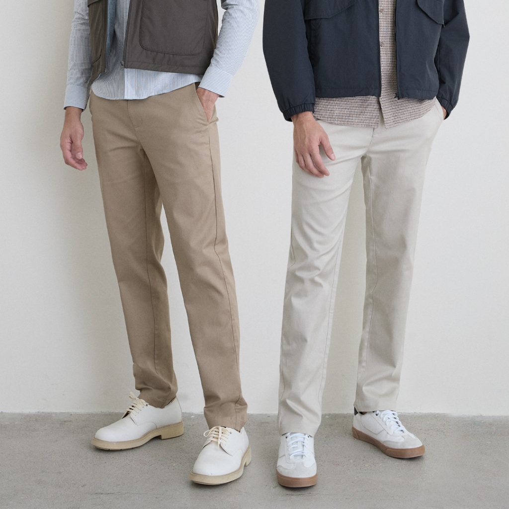 GIORDANO 男裝高彈力天絲直筒卡其褲【多色任選】01115037