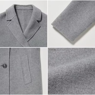Uniqlo 女裝雙面織紋短大衣 460926 灰色 M號