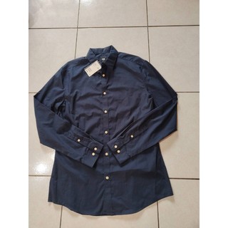 全新H&M Slim Fit/easy iron男士襯衫/深藍色EUR:M