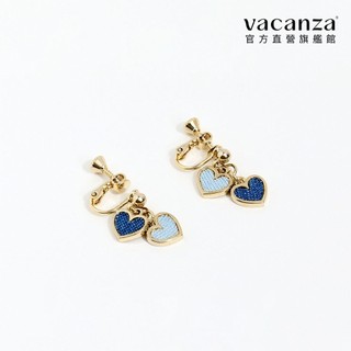 vacanza｜雙色牛仔愛心・鋼針耳環