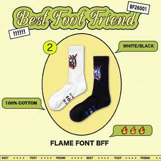 【逢甲 FUZZY】Best Foot Friend Flame Font BFF 火焰 字型 襪子 BF26001