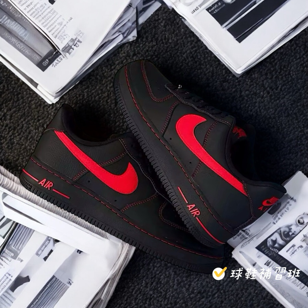 球鞋補習班 NIKE AIR FORCE 1 07 LV8 BRED 縫線 黑紅 鞣質皮革 低筒 HQ2037-005