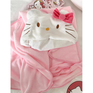 kitty披肩毛毯🎀 粉嫩hellokitty少女心KT貓披肩毛毯午睡居家連帽空調毯 生日禮物