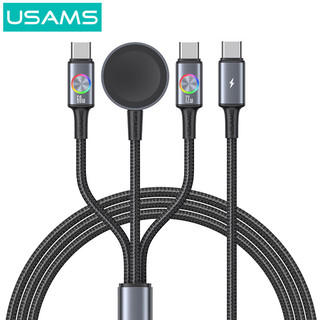 【一線搞定！】USAMS超快充三插頭60W充電線 快充線 iPhone 17 iPad Apple Watch 數據線