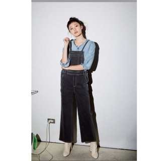 全新專櫃Sisjeans煙灰質感吊帶長褲L