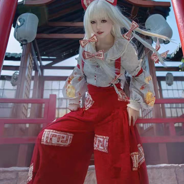 🍀台灣出貨🍀 東方Project 藤原妹紅cos服 東方二設cosplay服裝C服 角色扮演