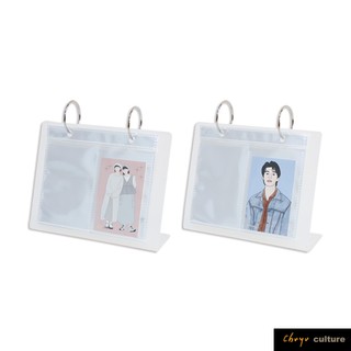 珠友 壓克力站立式雙格卡冊-68枚/偶像卡/明星卡/遊戲卡/愛豆卡收納框/卡片收藏冊/相框/透明框 PC-30086