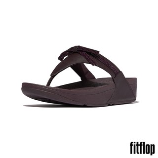 【FitFlop】LULU 水鑽蝴蝶結皮革夾腳涼鞋-女(李子色)