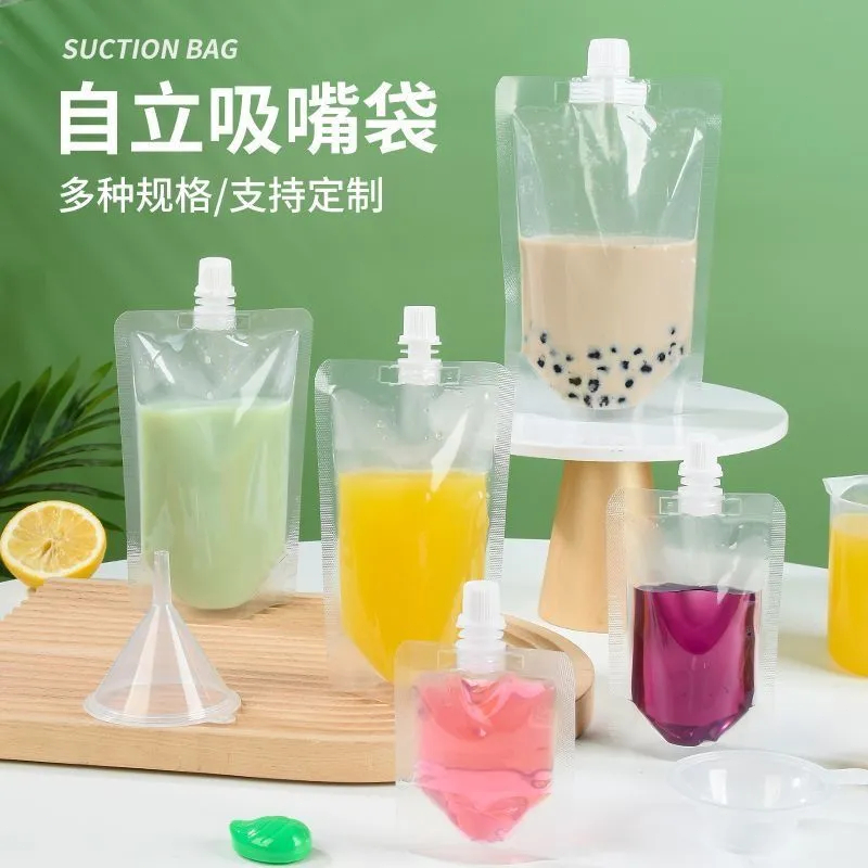 超實惠-透明吸嘴袋液體中藥一次性一次豆漿袋湯袋商用拉麵打包湯袋耐高溫奶茶袋 客製化袋