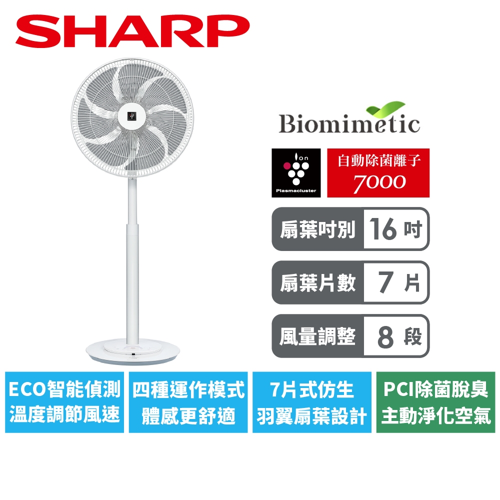 【SHARP夏普】 16吋 旗艦型自動除菌離子變頻DC電風扇 PJ-PD16GE