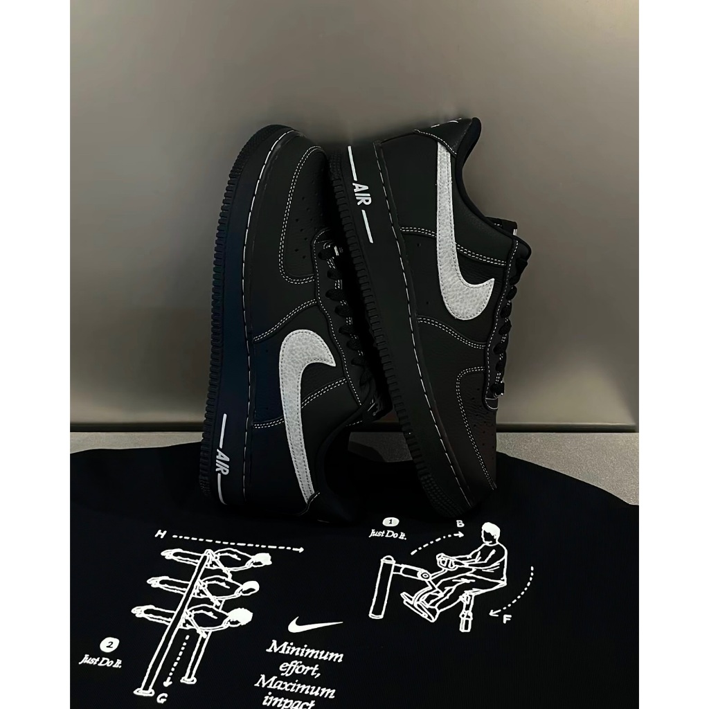 罐頭選貨🥫 現貨 Nike Air Force 1 刺繡 外縫線 賽博朋克 黑魂 HQ2037-006