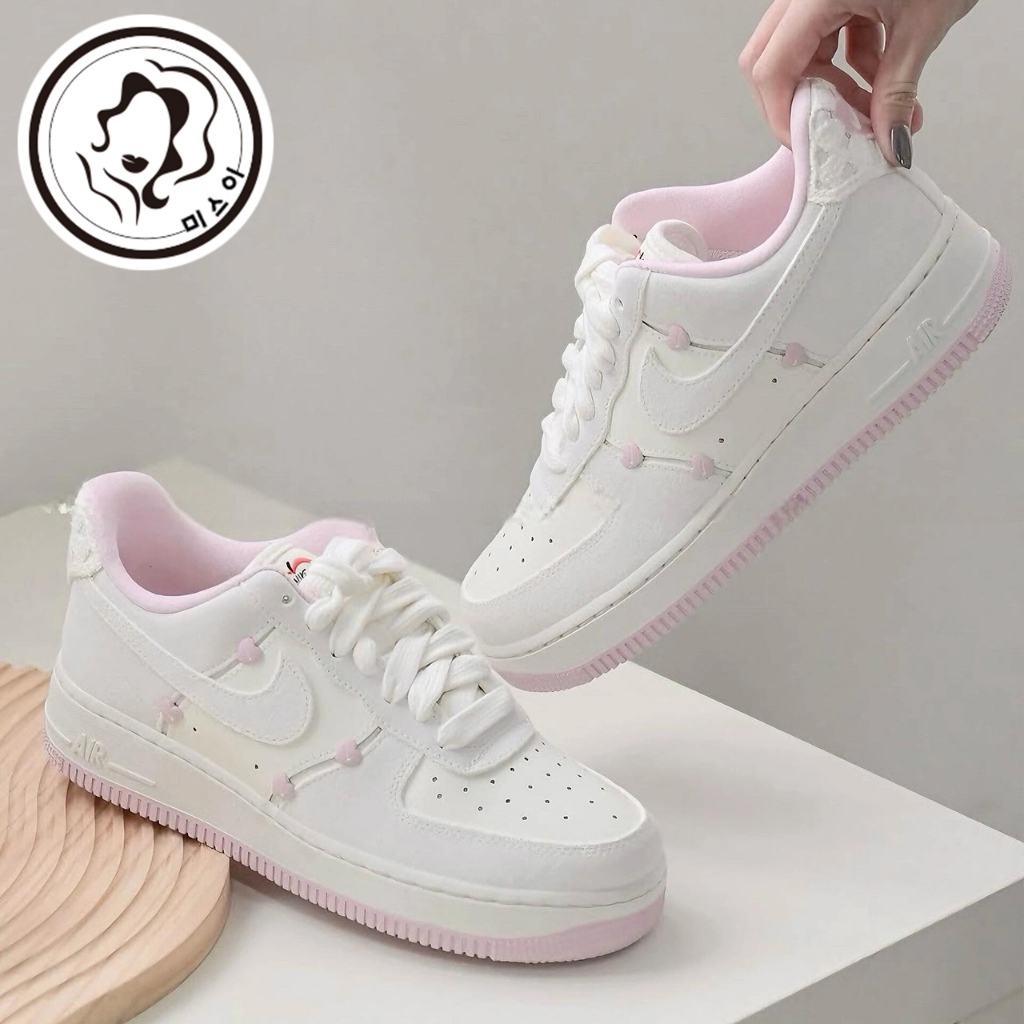 Nike Air Force 1 07 AF1 休閒鞋 情人節 粉白 櫻花粉 愛心 麂皮 女鞋