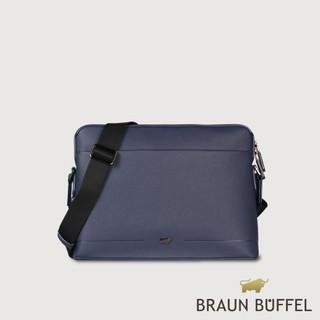 【BRAUN BUFFEL】格瑞克-E 大型橫式斜背包-深藍(德國小金牛台灣總代理)/BF573-62-DB