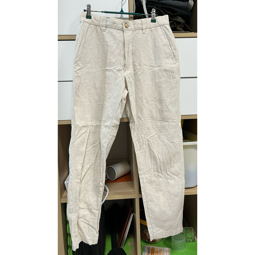 Uniqlo男女試穿 亞麻混紡休閒長褲 463857