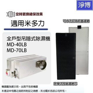 適用米多力MD-70LB MD-40LB MD70LB MD40LB全戶型吊隱式除濕機活性碳濾芯+前置濾網