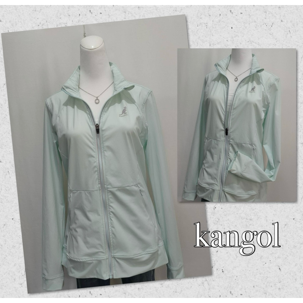 ☀️二手衣☀️二手極新 kangol英國袋鼠🦘 女款 淺綠色涼感修身薄風衣外套M號AE00429