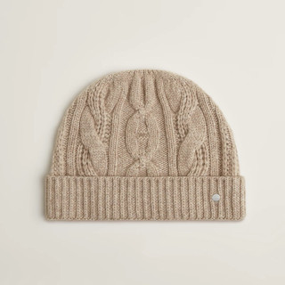 全新Hermes 豬鼻毛帽 100%cashmere 奶茶米色/灰/深藍
