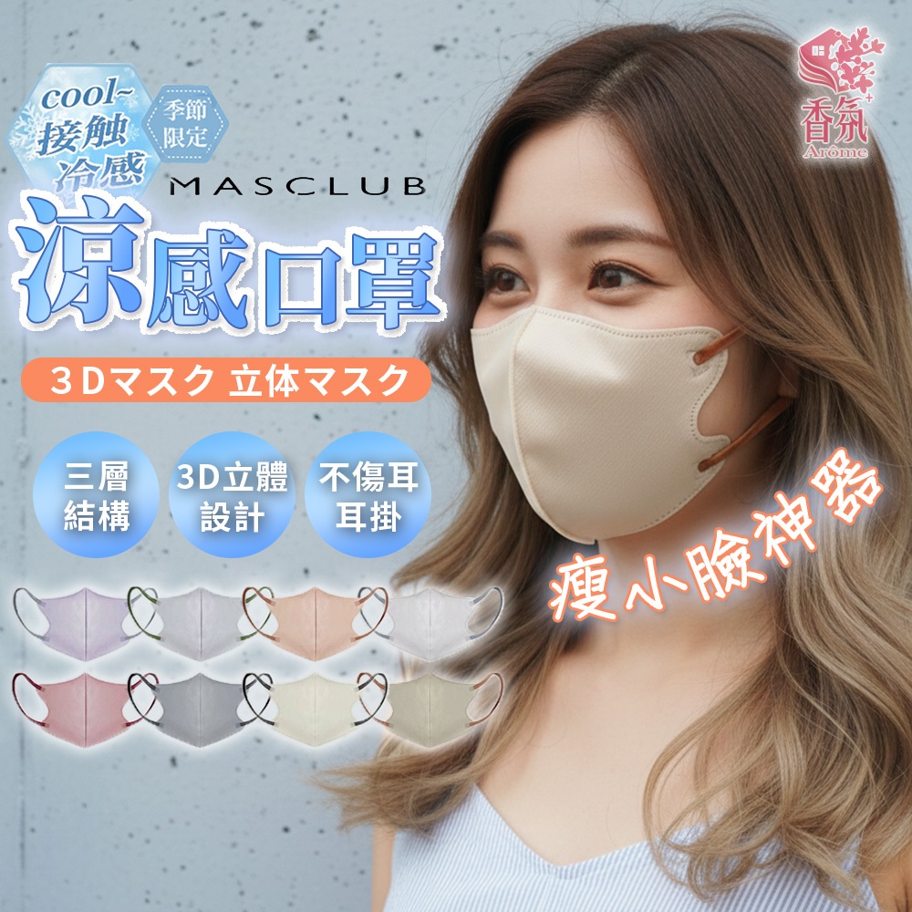 24H台灣出貨《5件享8折》【MASCLUB．涼感口罩】立體口罩 3d口罩 日本口罩 透氣口罩 成人口罩 5d口罩