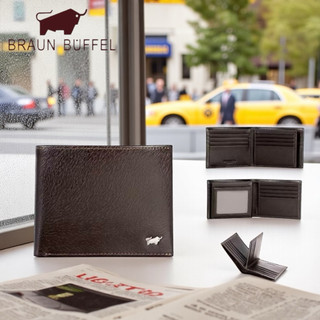 *【寧寧精品】台中35年老店 BRAUN BUFFEL 德國小金牛咖啡色 14卡短夾 BF348-317-1 男短夾區