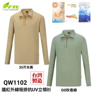 維特Fit Outdoor男款遠紅外線吸濕排汗抗UV麻花立領衫#QW1102