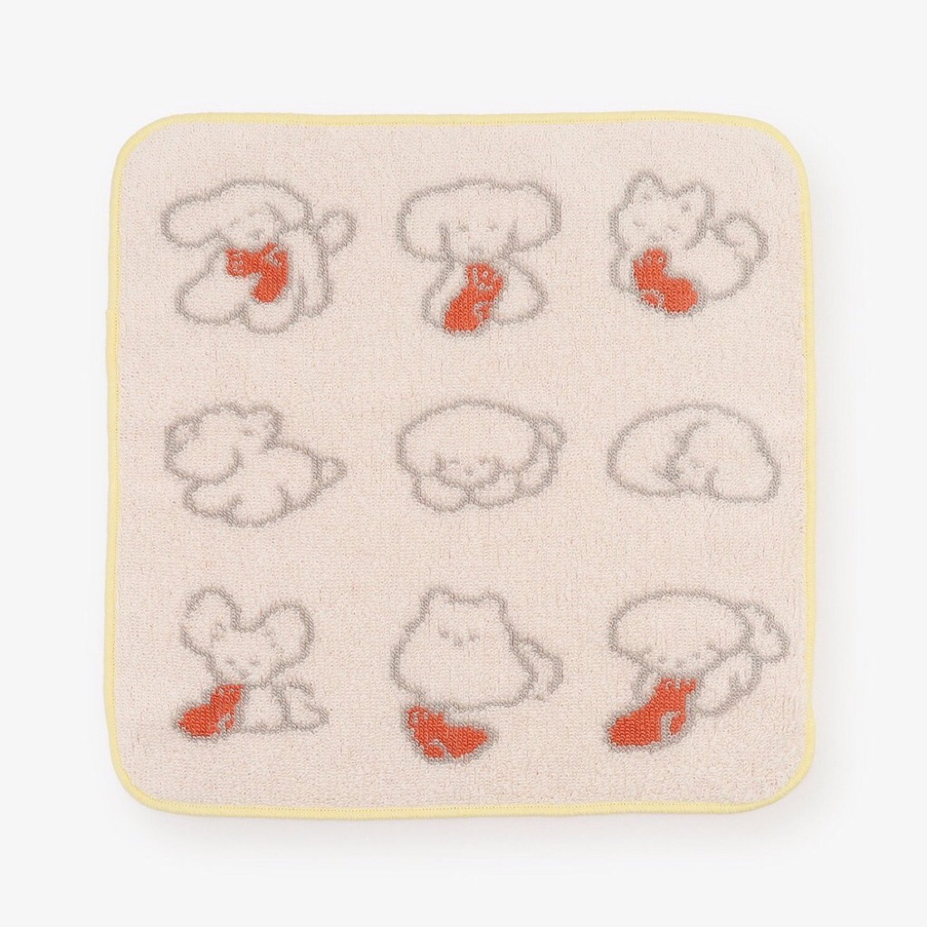 ／現貨／Afternoon Tea 寺岡奈津美聯名插畫小毛巾 手帕 純棉 緹花 軟萌白色狗狗 白狗 寺岡夏美 日本進口