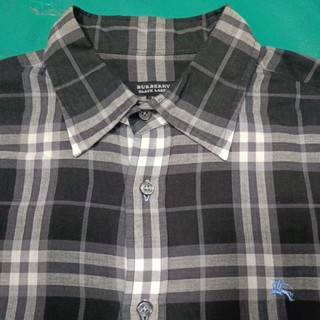 英國 Burberry 巴寶莉 日本黑標 修身型 立體繡 輕薄 涼爽透氣 短袖襯衫 約L-XL號