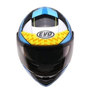 EVO 安全帽 CA-888 雙鏡可樂帽 彩繪 幻彩藍 內墨鏡 耳機槽 眼鏡溝 金屬齒排扣 全可拆洗 全罩