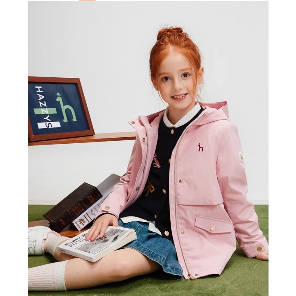 【玩衣櫥】HAZZYS 童裝風衣外套 粉 紫 米咖 藏青＊120~165。51065A