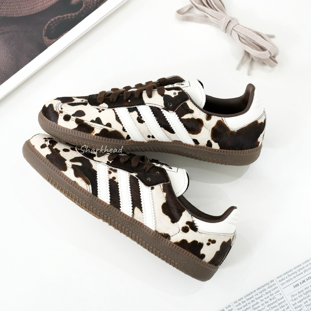 【Sharkhead】現貨 Adidas Samba 德訓鞋 米白 焦糖底 乳牛 動物紋 毛毛 深咖 米咖 KK2238