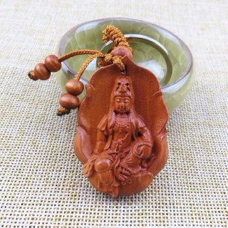 《睿寶兒》桃木鑰匙圈 桃木觀音 桃木荷葉觀音 桃木吊飾 精雕款 永保平安