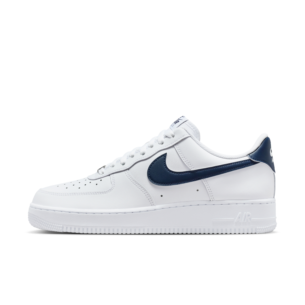 NIKE AIR FORCE 1 '07 白深藍 AF1 皮革 低筒 休閒鞋 男鞋【FJ4146-119】
