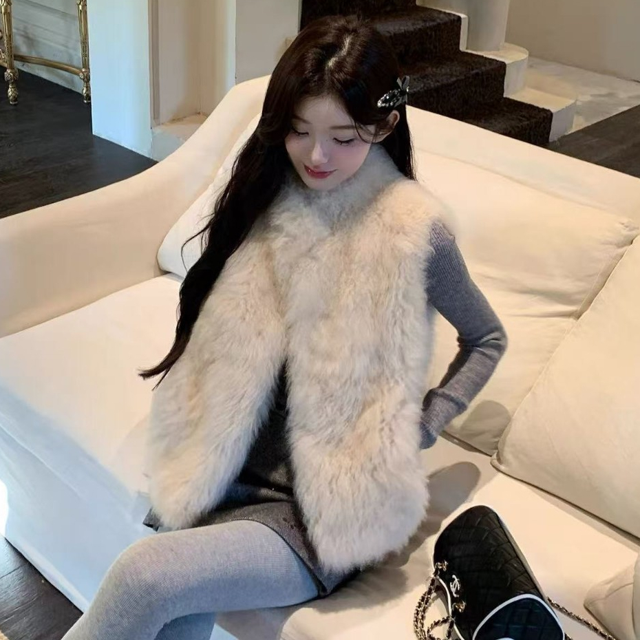 7色現貨秒出售完不再♥️實拍【JinG】韓國언니必備🍂仿水貂絨高領背心外套♡軟糯毛料 寬鬆版型 熊寶寶外套 毛毛上衣